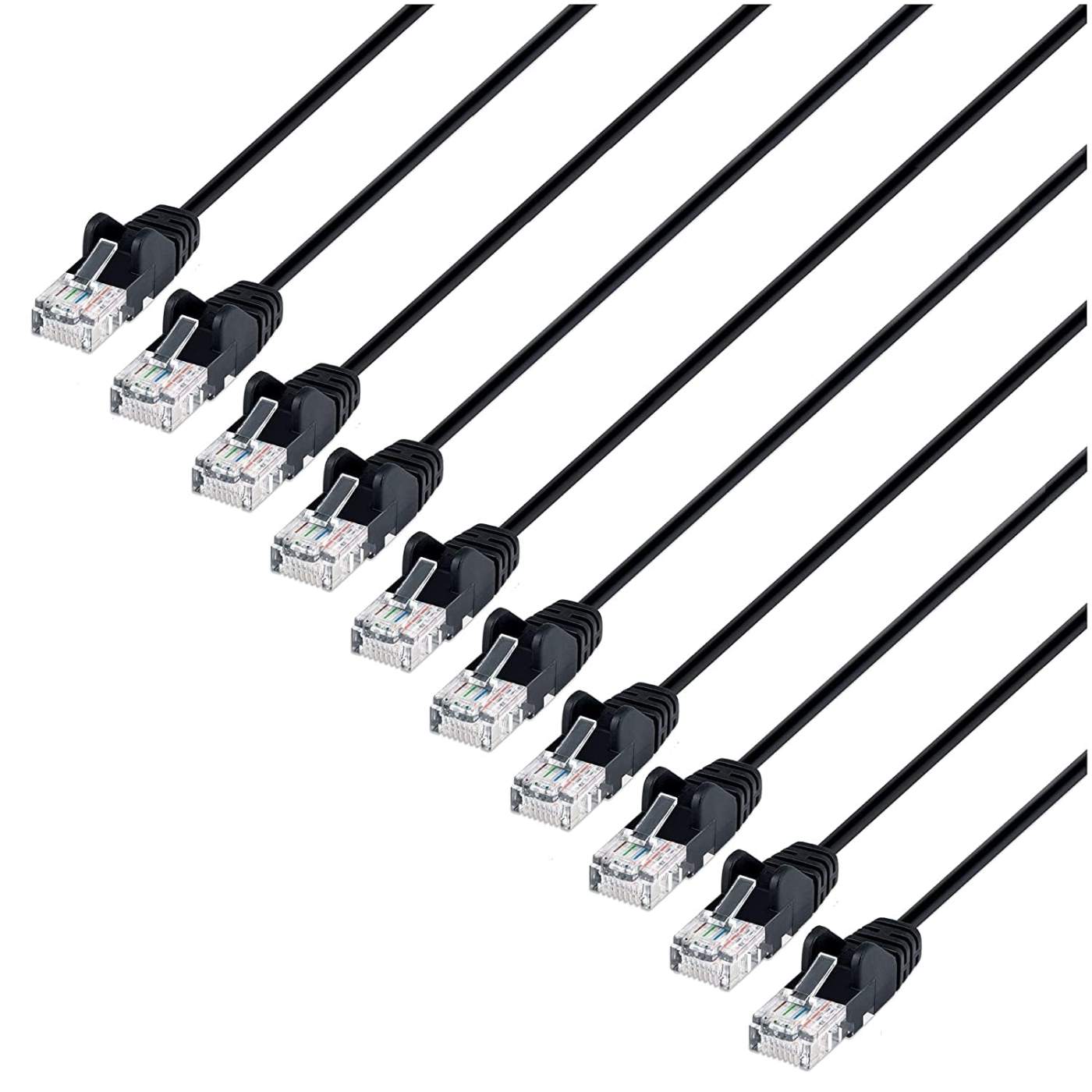 Cat6 U/UTP Slim Network Patch Cable, 10 ft., Black, 10-Pack Image 1