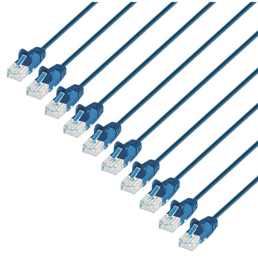 Cat6 U/UTP Slim Network Patch Cable, 10 ft., Blue, 10-Pack Image 1