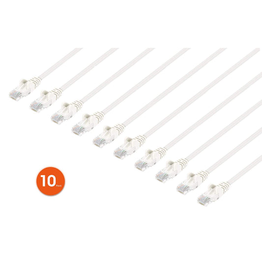 Cat6 U/UTP Slim Network Patch Cable, 10 ft., White, 10-Pack Image 1