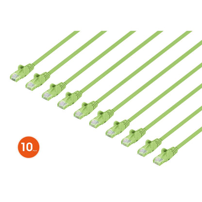 Cat6 U/UTP Slim Network Patch Cable, 14 ft., Bright Green, 10-Pack Image 1