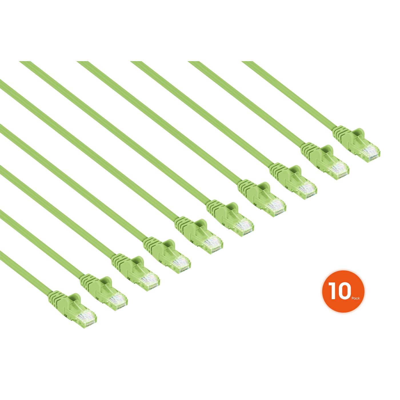 Cat6 U/UTP Slim Network Patch Cable, 14 ft., Bright Green, 10-Pack Image 2