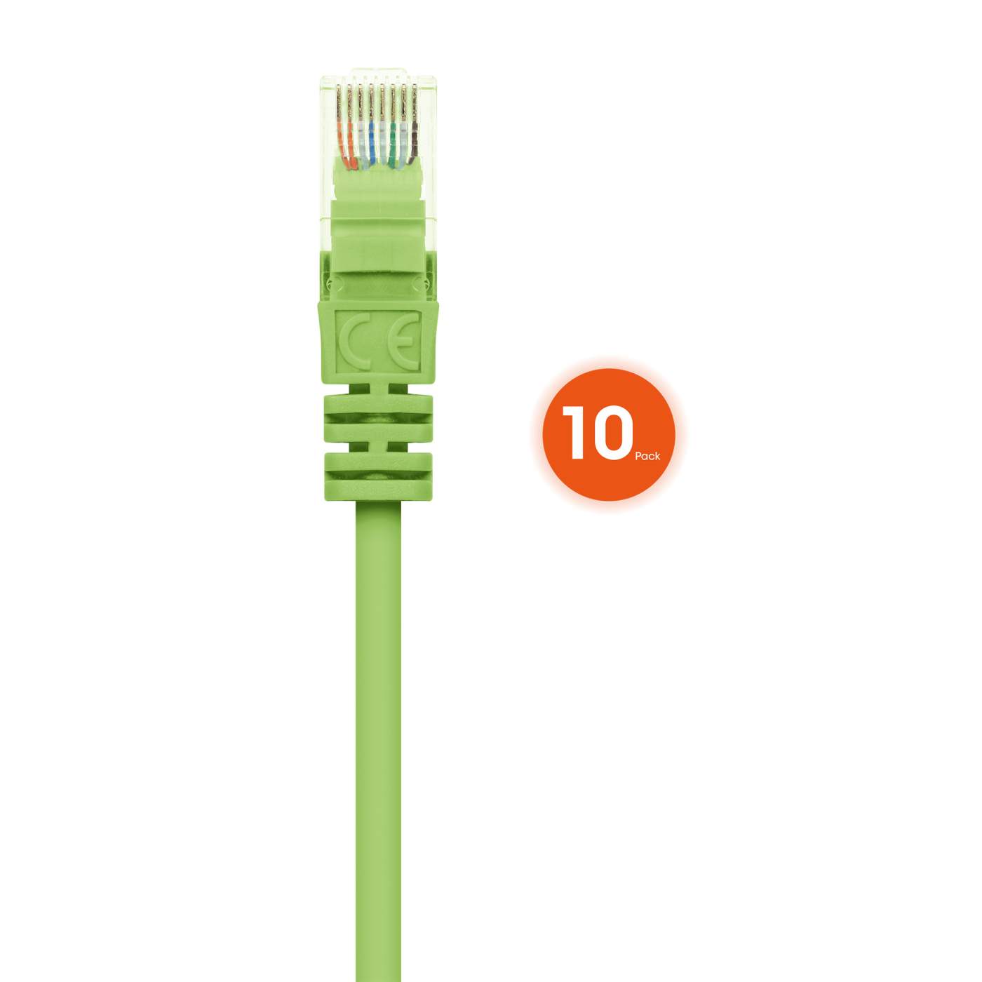 Cat6 U/UTP Slim Network Patch Cable, 14 ft., Bright Green, 10-Pack Image 4