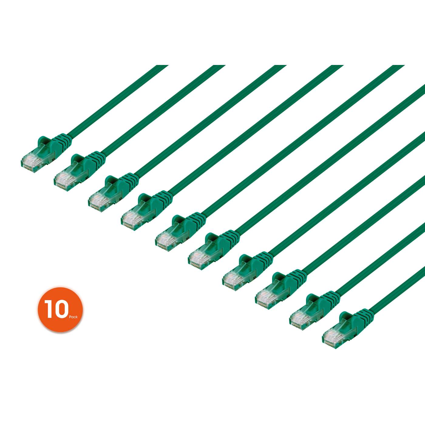 Cat6 U/UTP Slim Network Patch Cable, 14 ft., Green, 10-Pack Image 1