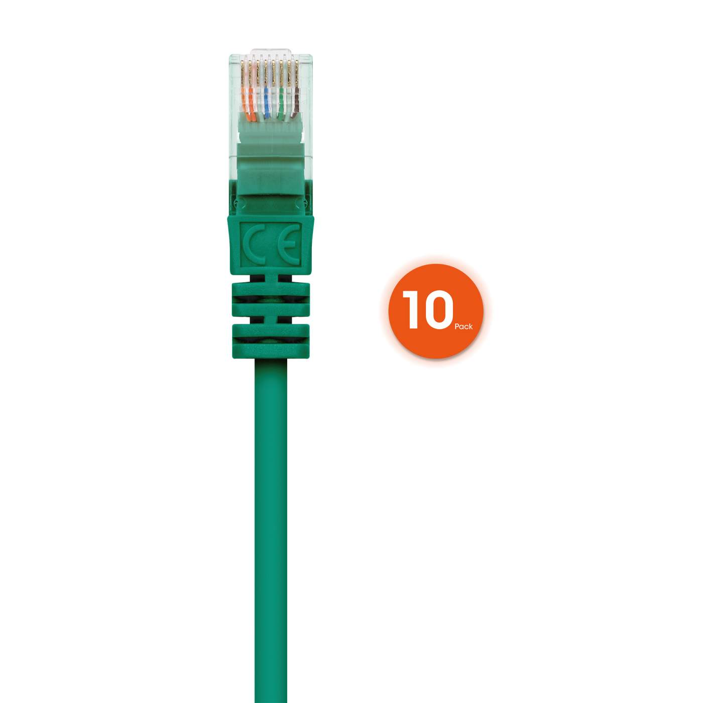 Cat6 U/UTP Slim Network Patch Cable, 14 ft., Green, 10-Pack Image 4