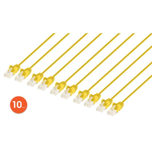 Cat6 U/UTP Slim Network Patch Cable, 5 ft., Yellow, 10-Pack Image 1